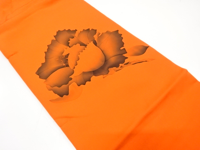 塩瀬　手描き　花模様　名古屋帯